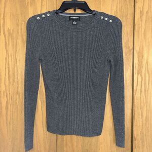 Liz Claiborne Women's MediumRibbed Knit  Pullover Cotton Long‎ Sleeve  Gray